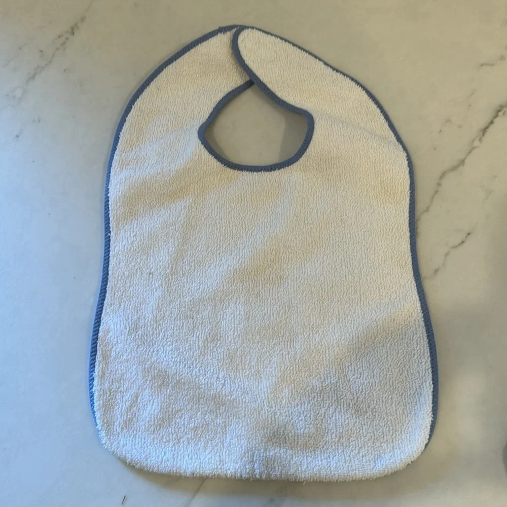 Adorable vintage beach print bib with terry backing